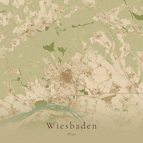 Historische Landkarte von Wiesbaden, Deutschland