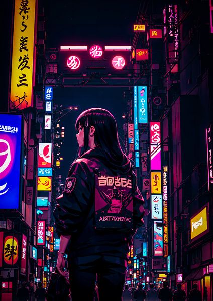 Japan Cyberpunk Stil Anime Mädchen von Ruzerin