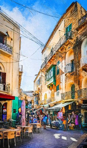 Malta Gozo Victoria stad aquarel schilderij #malta