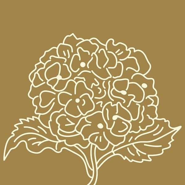 Flowers and plants in ocher yellow by Mad Dog Art