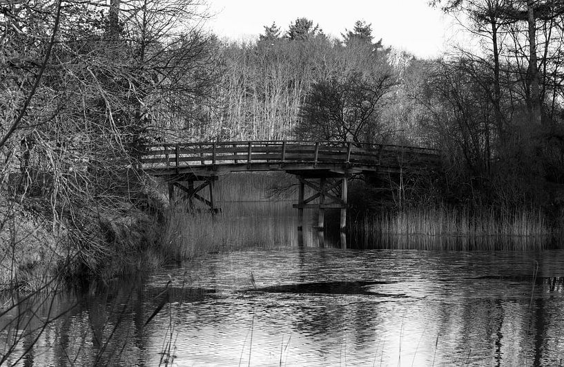 black and white water and bridge hilversum by ChrisWillemsen