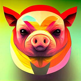 Portrait of a pig by Vlindertuin-Art