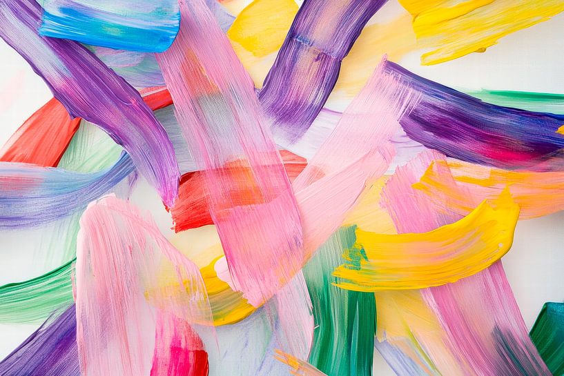 Coups de pinceau colorés sur du blanc par Poster Art Shop