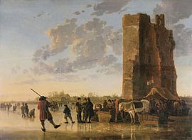 Ice Scene before the Ruins of Huis te Merwede near Dordrecht, Aelbert Cuyp