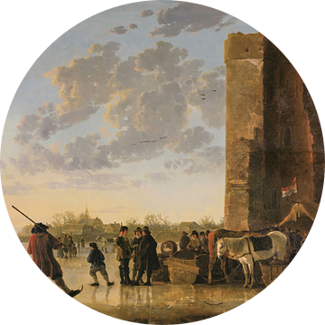 IJsscène voor de ruïnes van Huis te Merwede bij Dordrecht, Aelbert Cuyp