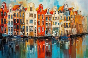 Grachtenhäuser in Amsterdam Malerei