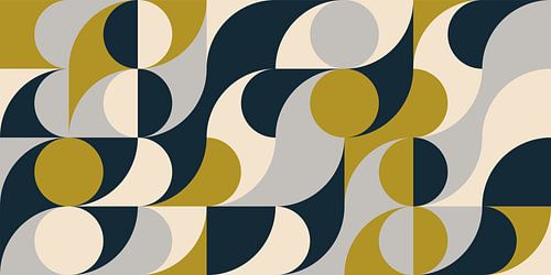 Retro golven in olijfgroen, grijs, wit en zwart.