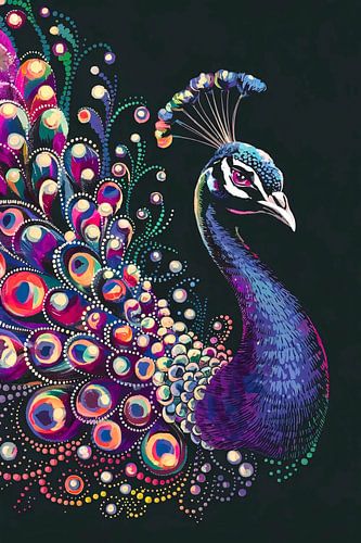 Kleurrijke pauw met gedetailleerde veren