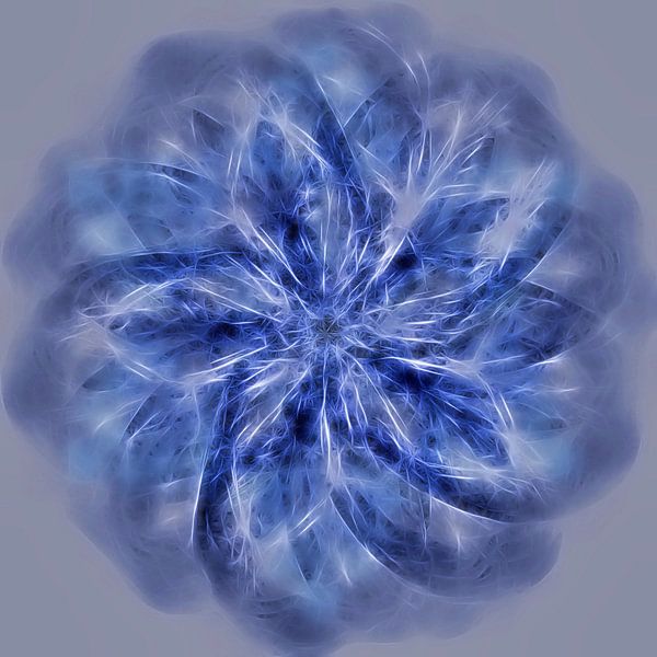 Mandala, spirograaf met blauwtinten van Rietje Bulthuis