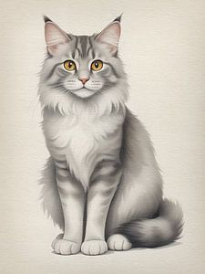 Majesté grise : le Maine Coon sur papier
