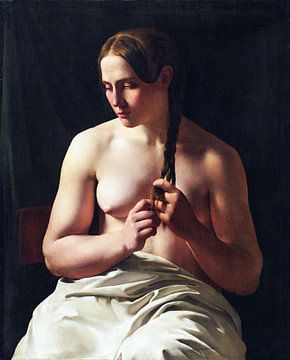 Ludvig August Smith, Woman braiding her hair, 1839