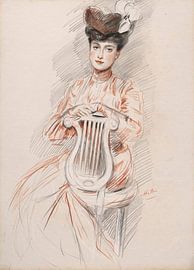 Paul César Helleu - Elegante vrouw op de lierstoel