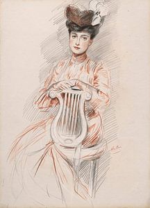 Paul César Helleu - Elegante Frau auf dem Leierstuhl