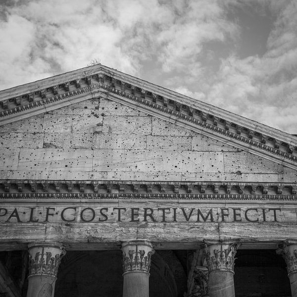Italië in vierkant zwart wit, Rome, Pantheon par Teun Ruijters