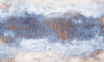 Modern abstract Scandinavisch bos in de winter van Mad Dog Art