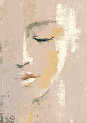 Abstract face in shades of beige and sand