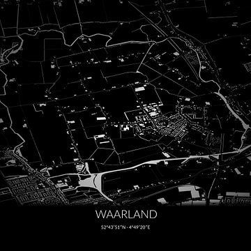 Schwarz-weiße Karte von Waarland, Nordholland. von Rezona