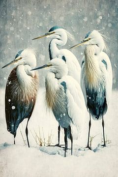 Cranes In Winter von treechild .