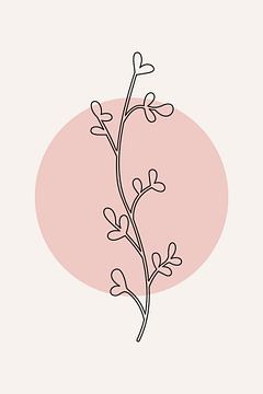 Modern boho botanisch. Bladeren in pastelkleuren. Roze, zwart wit 3 van Dina Dankers
