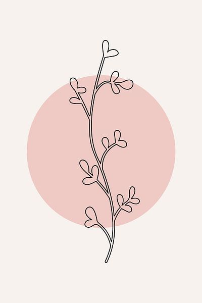 Modern boho botanical. Leaves in pastel colors. Pink, black white 3 by Dina Dankers