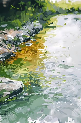 Impressionistisch schilderij van een rivier