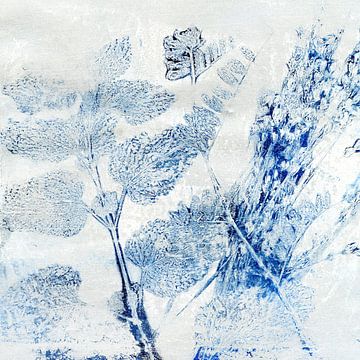 bloemen - wit en blauw van Claudia Gründler