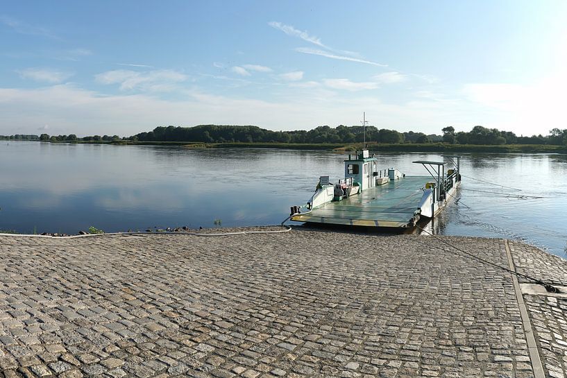 Veerpont aan de oever van de Elbe bij Maagdenburg van Heiko Kueverling