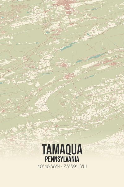 Carte ancienne de Tamaqua (Pennsylvanie), USA. par Affiches de lieux