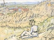 Vrouw op de Hooge Hill te Domburg, Jan Toorop, 1903 van Atelier Liesjes thumbnail