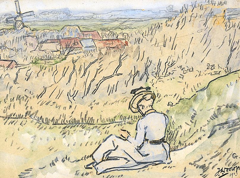 Vrouw op de Hooge Hill te Domburg, Jan Toorop, 1903 van Atelier Liesjes