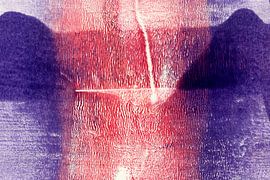 Abstract  landscape in purple and red by Dina Dankers