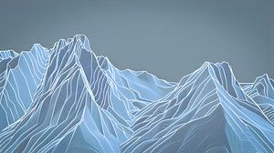 Moderne Wandkunst: Berglandschaft in Blau-Grau