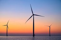Windturbines in een offshore windpark tijdens zonsondergang van Sjoerd van der Wal Fotografie thumbnail