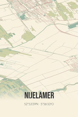 Alte Karte von Nijelamer (Fryslan)