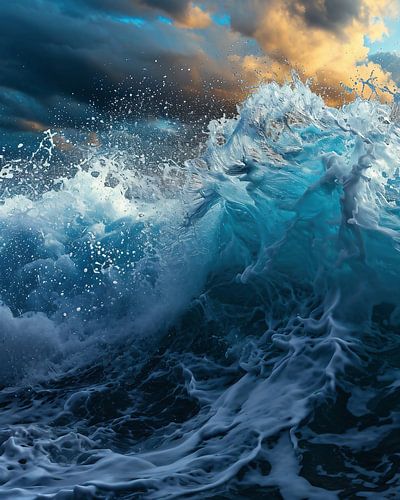 Golden light over the waves