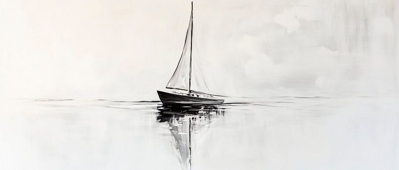 Sailboat in the fog - Minimalist by Poster Art Shop