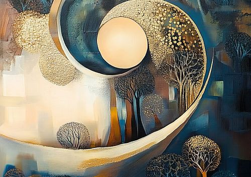 Abstract Night | Enchanted Nighttime Grove by Wonderful Art