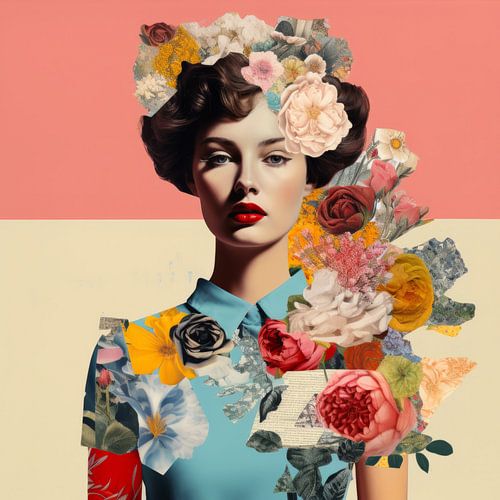 Bunte, moderne Collage mit einem Hauch von Vintage