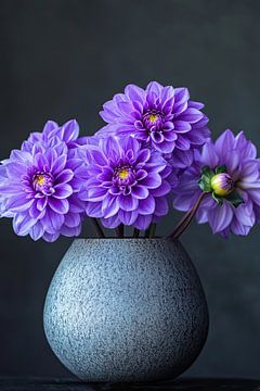 Bunch of purple Dahlias's in vase
