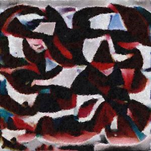 Abstract in rood blauw wit en zwart