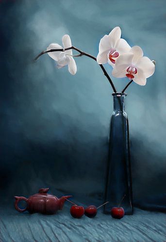 Orchidée et cerise sur Lydia Jacobs