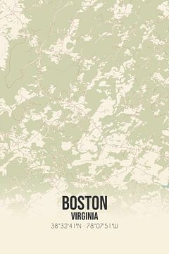 Carte ancienne de Boston (Virginie), Etats-Unis. sur Rezona