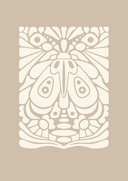 Graphic art Night Butterfly - Beige - Living room & Bedroom - Art any interior - Abstract by Design by Pien