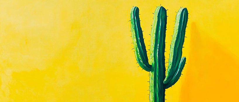 Cactus in front of a yellow background by Poster Art Shop