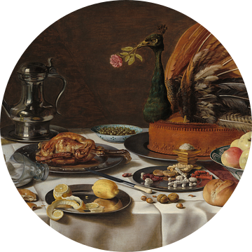 Stilleven met pauw van Pieter Claesz