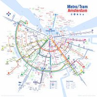 Lines network map Metro Tram Amsterdam