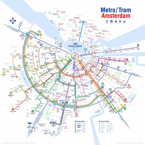 Lines network map Metro Tram Amsterdam by Eric Hammink