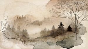 Japanische Berge - Moderner Natur Expressionist
