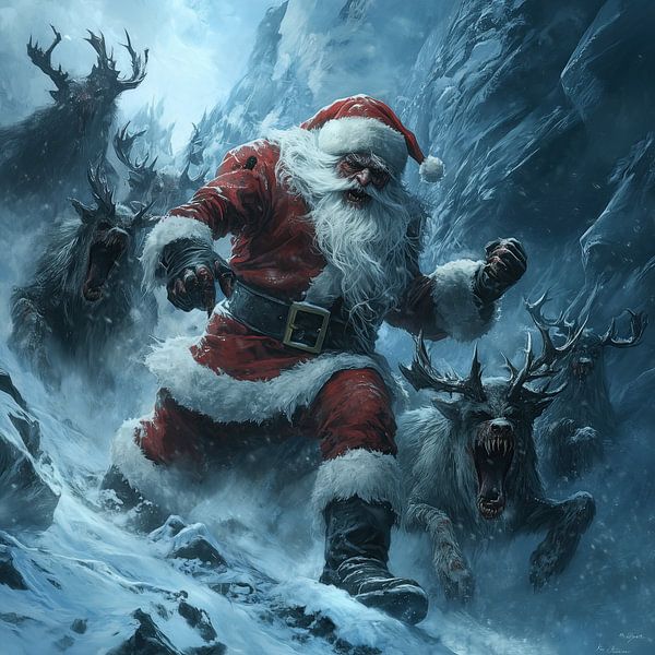 Horror Santa Christmas by Mel Digital Art on canvas, poster