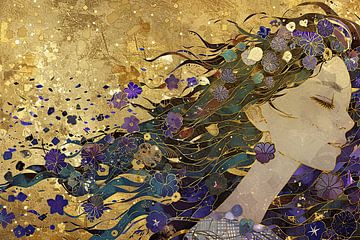 Woman Gold Abstract | Starlit Allure by Art Whims